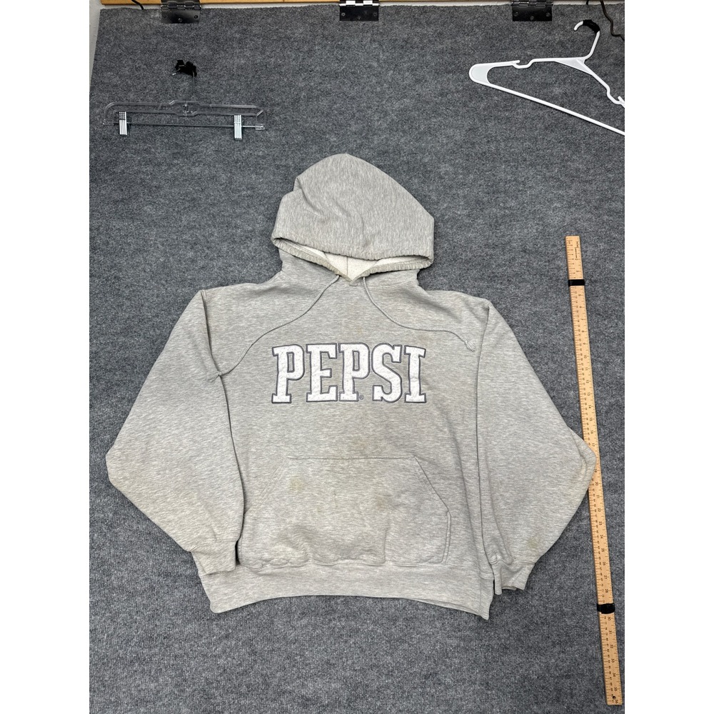 Pepsi Spellout Hoodie Gray XL Vintage 90s Y2K‎ Pullover Sweatshirt